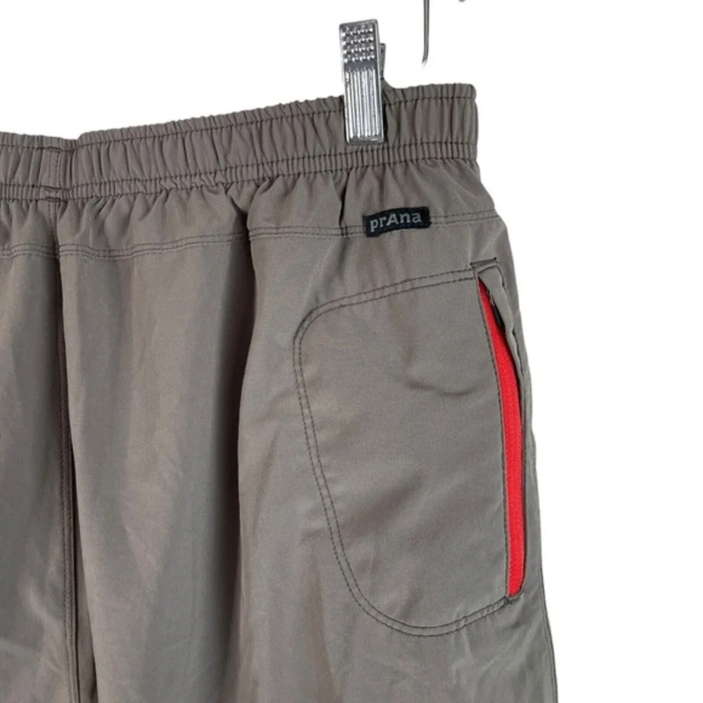 Prana Mens Flex Lined Athletic Shorts XL‎ Brown Stretch Elastic Waist Pockets